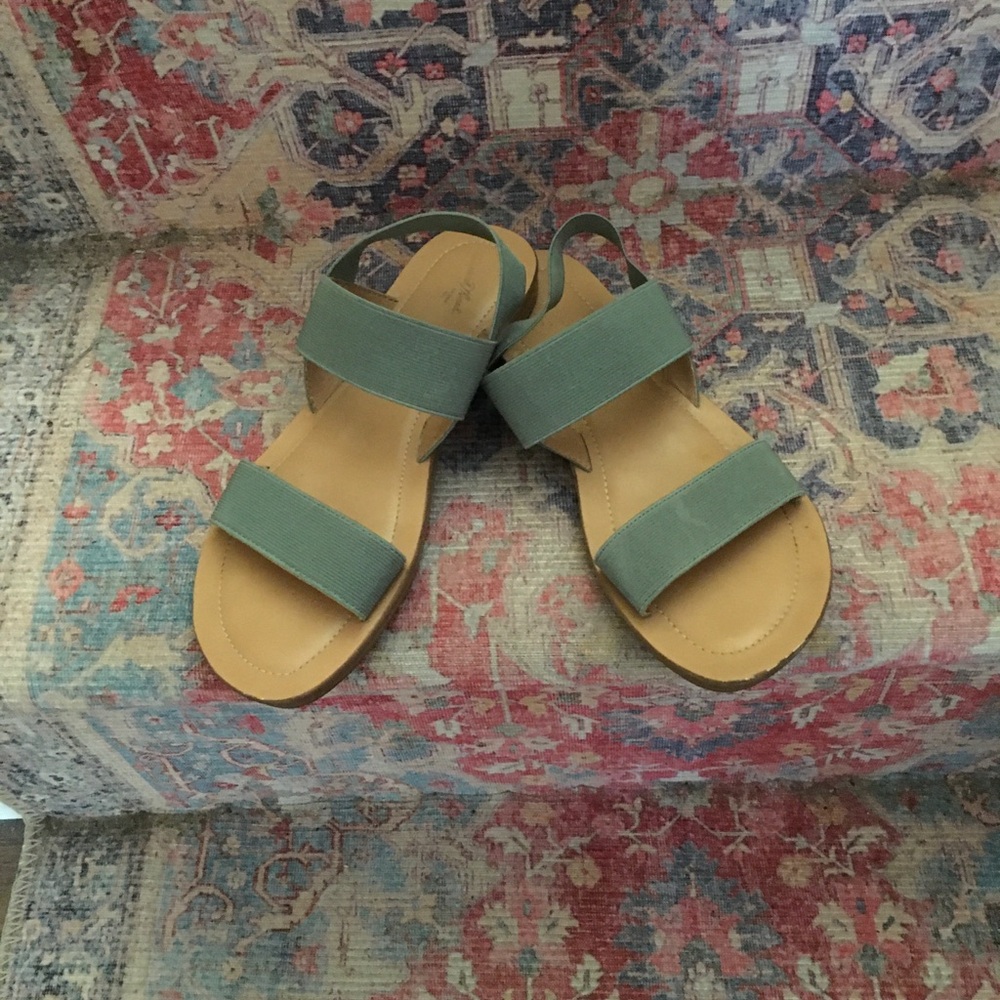 Women’s Olive Green Strappy Elastic Sandals, cute! 8
